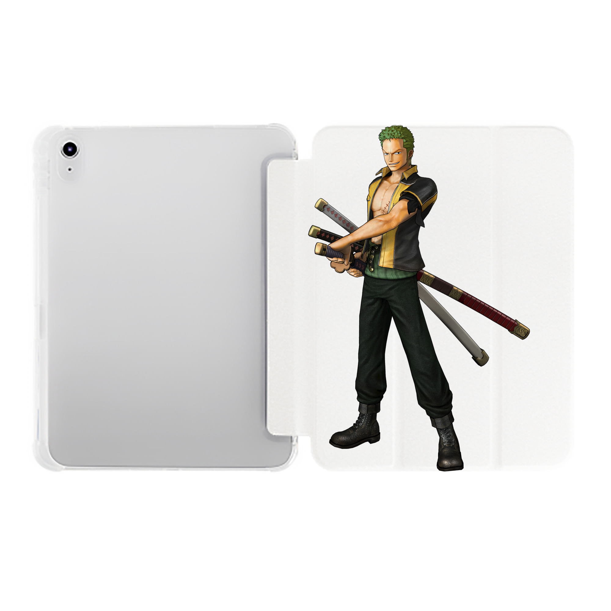 （画像用） ワンピース ロロノア・ゾロ ONE PIECE Roronoa Zoro IPad ケース ペン収納付き 三つ折りスタンド PUレザー×シリコン 対応機種9.5/10.5/10.9インチ
